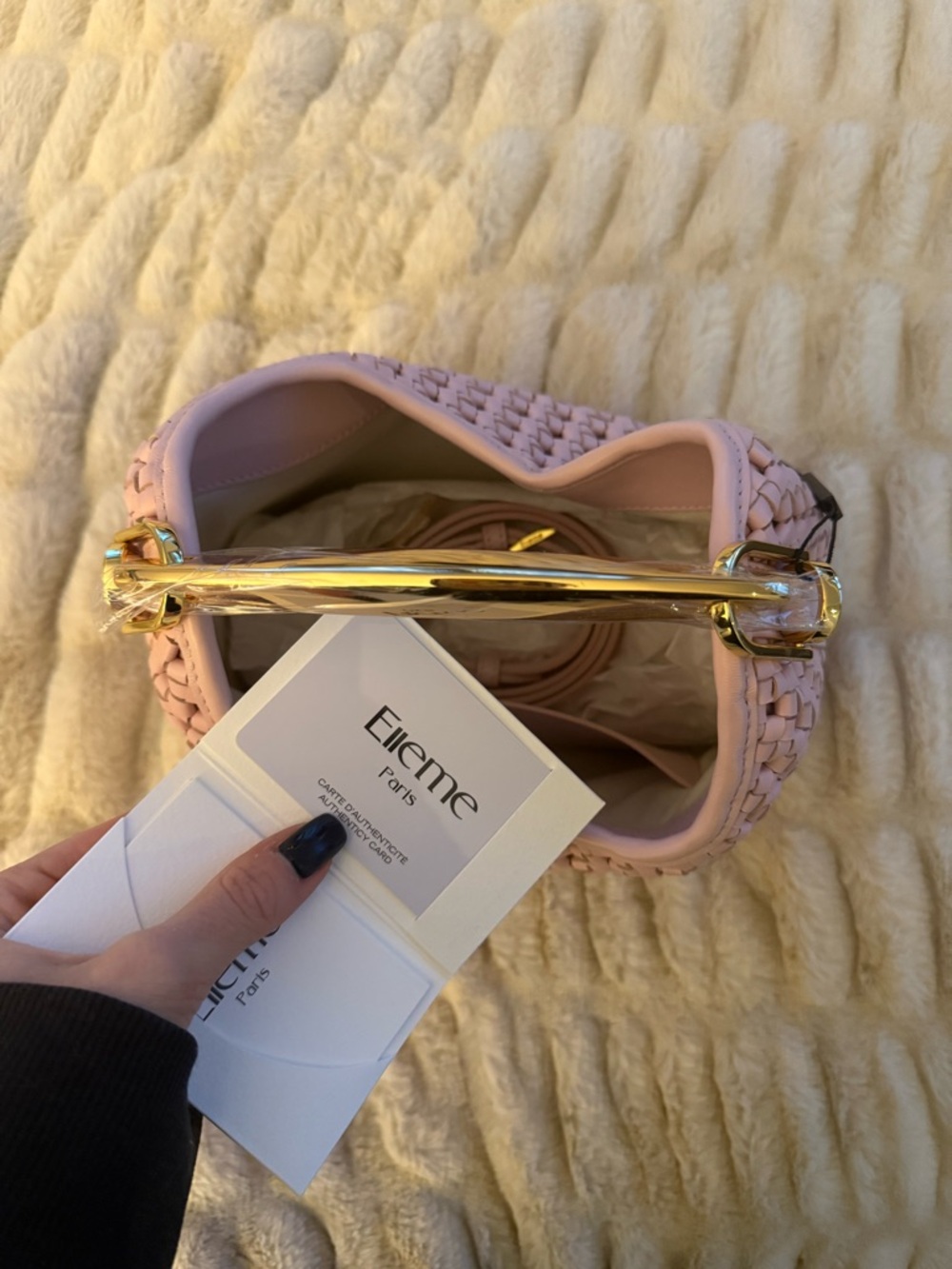 Elleme Small Boomerang Woven Leather Pink - Picture 6 of 9